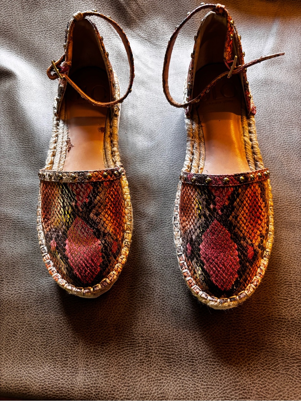 Woven Snake-Print Espadrille Flats in Multicolor - Women